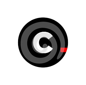 C brand name vector icon with red dot