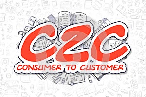 C2C - Cartoon Red Word. Business Concept.