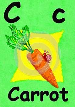 C is for carrot. Learn the alphabet and spelling.