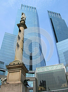 C. Columbus statue and Time Warner Center New York