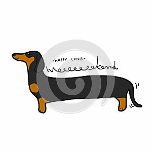 Have a long weekend dachshund cartoon vector illustration photo