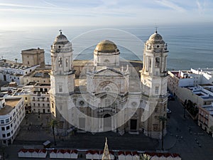 aerial view of the Cathedral of the Holy Cross of Cadiz, Spain photo