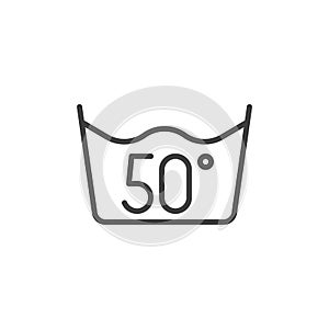 50 C or 120 F, water temperature washing vector icon