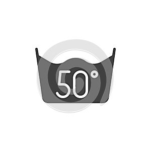 50 C or 120 F, water temperature washing vector icon