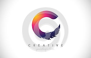 C Feather Letter Logo Icon Design With Feather Feathers Creative Look Vector Illustration