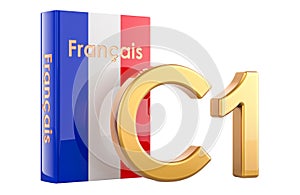 C1 French level, concept. Level Advanced, 3D rendering photo