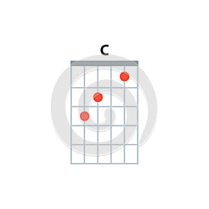 C guitar chord icon. Basic guitar chords vector isolated on white