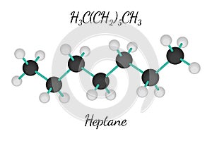 C7H16 heptane molecule