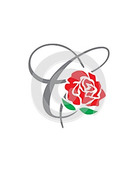 C initial rose logo , abstract c rose logo