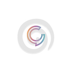 C initials chat logo color line illustration vector template design