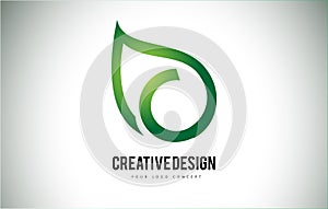 C Leaf Logo Letter Design with Green Leaf Outline