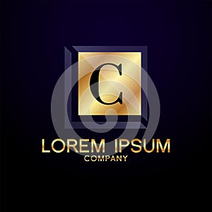 C Letter Alphabet Gold Premium Logo