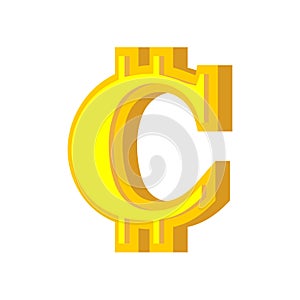 C letter bitcoin font. Cryptocurrency alphabet. Lettering virtual money. Vector illustration