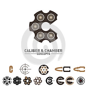 C letter Caliber and Chamber concepts  symbol set