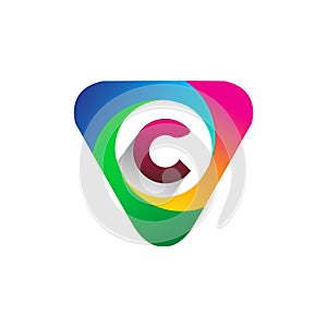 C letter colorful logo in the triangle shape, Vector design template elements for your Business or company identity