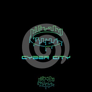 C letter Cyber City vector symbol template