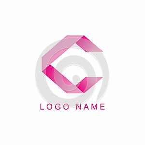 C LETTER FOLDS LOGO WITH PINK COLOR