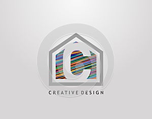 C Letter Logo. Creative house strip shape with negative letter C, Home Studio Icon Design