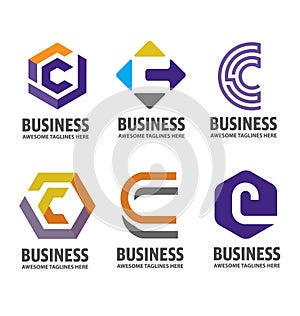 C letter logo design vector illustration logo set