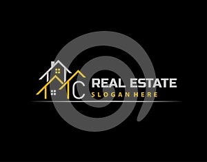 C Letter Logo. Simple House, Real Estate Architecture Construction Icon Design