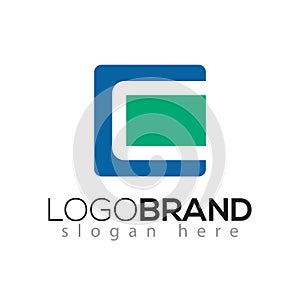 C letter Square negative space logo vector element