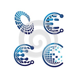 C Letter technology logo design vector illustration