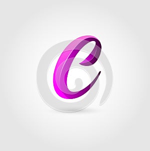 C Logo Abstract 3D Pink Color