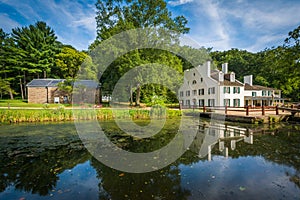 The C & O Canal, and Great Falls Tavern Visitor Center, at Chesapeake & Ohio Canal National Historical Park, Maryland.