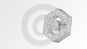 C plus coding language sign. Device, programming, developing concept. Abstract, digital, wireframe, low poly mesh, vector white