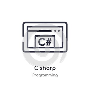 c sharp outline icon. isolated line vector illustration from programming collection. editable thin stroke c sharp icon on white