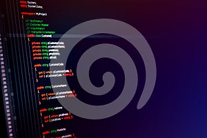 C sharp programming language source code example on monitor.
