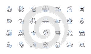 C-suite line icons collection. Leadership, Strategic, Visionary, Top-level, Executive, Scaled, Informed vector and