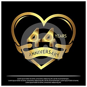 44 years anniversary golden. anniversary template design for web, game ,Creative poster, booklet, leaflet, flyer, magazine, invit photo