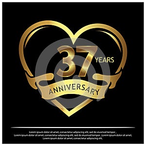 37 years anniversary golden. anniversary template design for web, game ,Creative poster, booklet, leaflet, flyer, magazine, invit photo