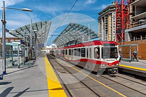 C-Train in downtown Calgary, Alberta
