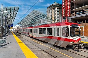 C-Train in downtown Calgary, Alberta