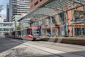 C-Train in downtown Calgary, Alberta