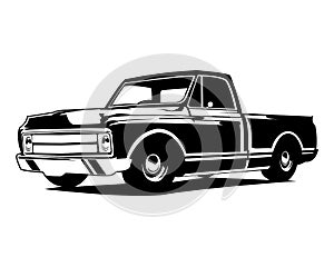 C10 truck vector isolated white background showing from the side.