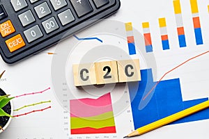 C2C concept. Consumer to consumer on financial papers