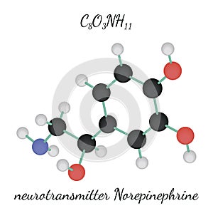 C8O3NH11 Norepinephrine molecule