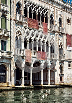 Ca` d`Oro palace on the Grand Canal in Venice