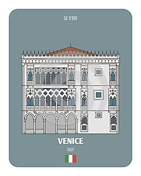 Ca d Oro Palace in Venice, Italy. Architectural symbols of European cities photo