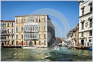The Ca Foscari palace, the University of Venice, at the Dorsoduro quarter, view from the Grand Canal photo