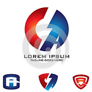 CA monogram letter based set vector