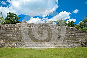 Caana pyramid at the Caracol archaeological site of Maya civilization in Belize. Central America