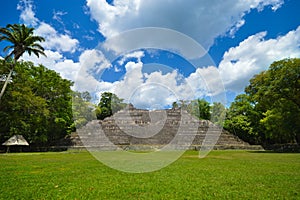 Caana pyramid at Caracol archeological site of Mayan civilization in Western Belize