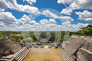 Caana pyramid and landscapes around Caracol archaeological site in Cayo District, Belize