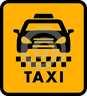 Cab car silhouette on yellow taxi icon