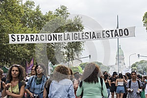 Banner calling for the separation of Church and State, near the Congress