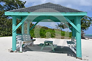 Cabana at Colliers Public Beach in the East End district of Grand Cayman, Cayman Islands